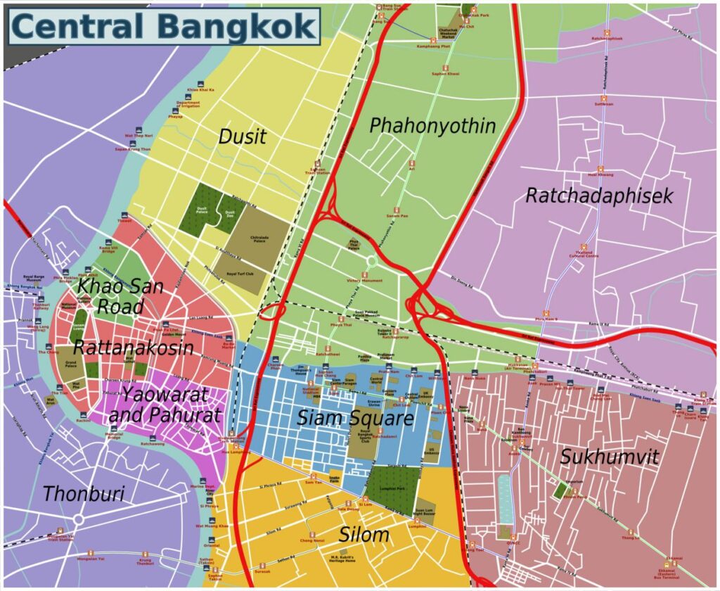 Bangkok Thailand Area Map