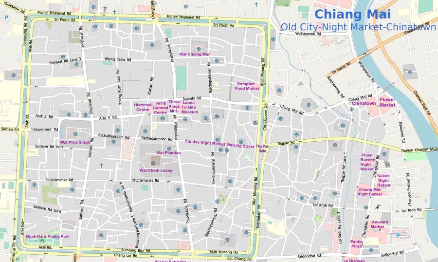 Chiang Mai Old City Night Bazaar Map